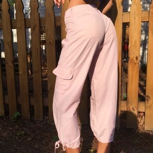 baby pink low waisted cargo pants